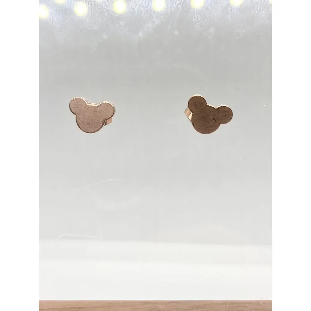 Rose Gold Stainless Steel Mickey Mouse Silhouette Stud Earrings